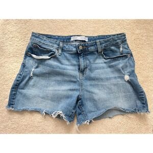 Levis Strauss Denim Shorts Distressed Frayed Hem Blue Wash Casual Summer Size 16